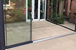 Glass room sliding door detail